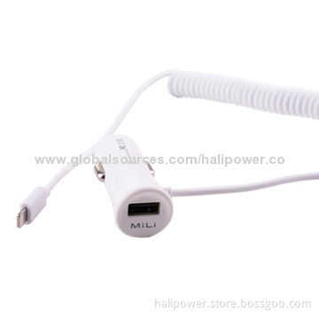 Universal Car Charger for Smartphones, Sized 25*24.8*70.5mm, 12V DC InputNew